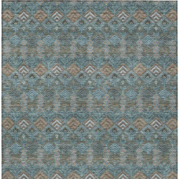 Geometric Polyester Area Rug Washable Low Pile for Indoor Outdoor Patio or Living Room Use