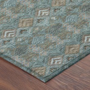 Geometric Polyester Area Rug Washable Low Pile for Indoor Outdoor Patio or Living Room Use