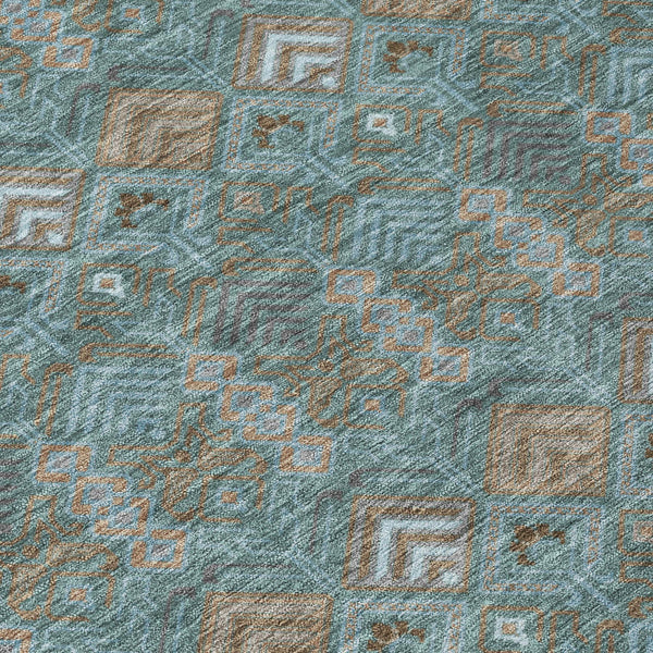 Geometric Polyester Area Rug Washable Low Pile for Indoor Outdoor Patio or Living Room Use