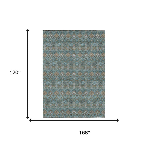 Geometric Polyester Area Rug Washable Low Pile for Indoor Outdoor Patio or Living Room Use
