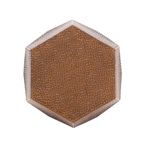 23 Inch Antiqued Bronze Iron Hexagonal Pedestal Side Table with Hammered Artisan Finish