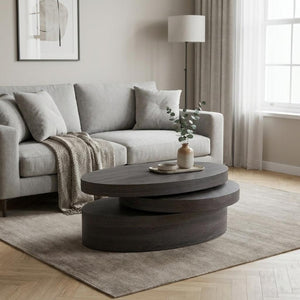 HomeRoots 32 Inch Round Wooden Drum Coffee Table in Bold Black for Modern Living Rooms 727061
