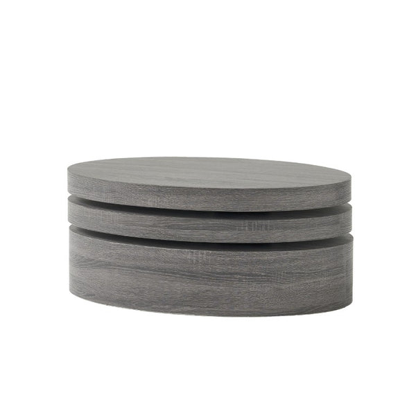 32 Inch Round Wooden Drum Coffee Table in Bold Black for Modern Living Rooms