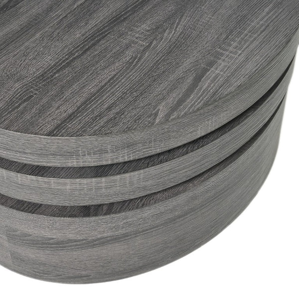 32 Inch Round Wooden Drum Coffee Table in Bold Black for Modern Living Rooms