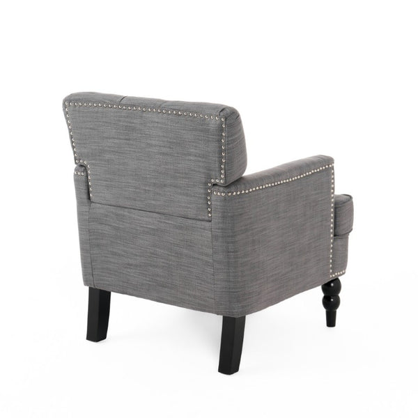 28 Inch Charcoal Fabric Club Chair with Solid Wood Frame for Living Room