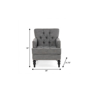28 Inch Charcoal Fabric Club Chair with Solid Wood Frame for Living Room