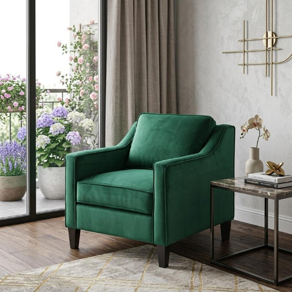 31 Inch Velvet Upholstered Club Chair with Solid Wood Frame for Stylish Living Rooms