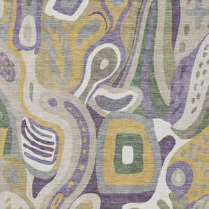 8x10 Abstract Polyester Area Rug Bold Plum Green Washable Indoor Outdoor Patio
