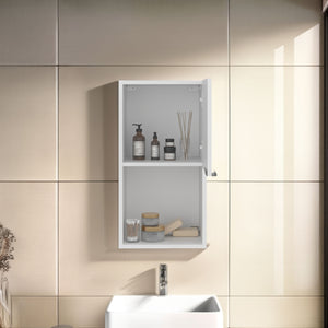 English Elm White Wall-Mounted Medicine Cabinet with Concealed Storage and Open Shelf for Organized Bathrooms B062P389908