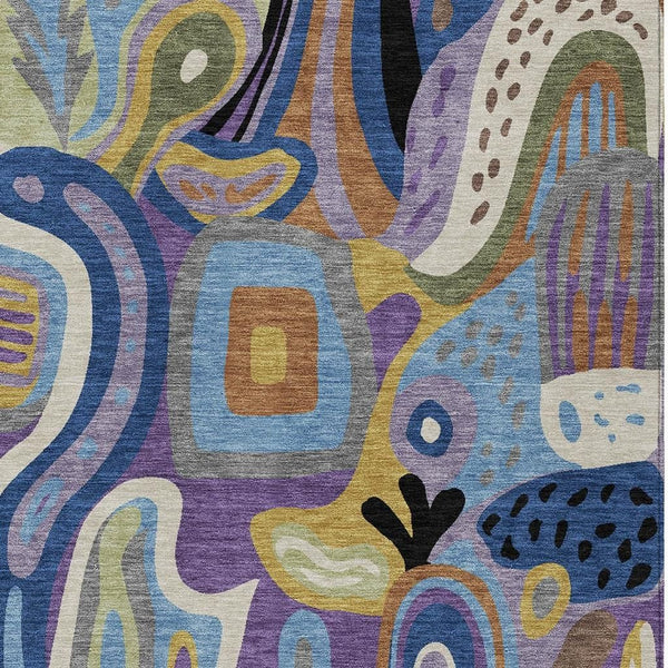 Abstract Purple Plum Washable Polyester Area Rug for Indoor Outdoor High Traffic Spaces