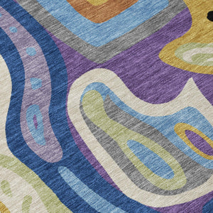 Abstract Purple Plum Washable Polyester Area Rug for Indoor Outdoor High Traffic Spaces