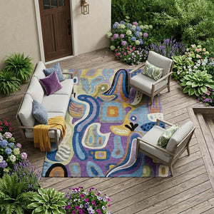 Abstract Purple Plum Washable Polyester Area Rug for Indoor Outdoor High Traffic Spaces