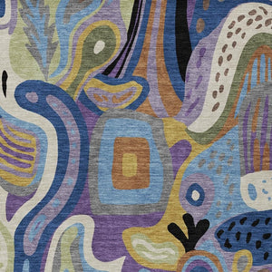 Abstract Purple Plum Washable Polyester Area Rug for Indoor Outdoor High Traffic Spaces