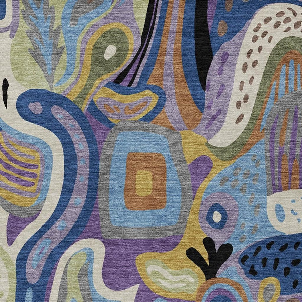 Abstract Purple Plum Washable Polyester Area Rug for Indoor Outdoor High Traffic Spaces