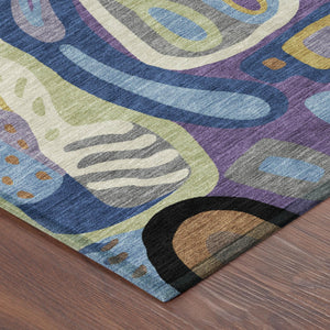 Abstract Purple Plum Washable Polyester Area Rug for Indoor Outdoor High Traffic Spaces