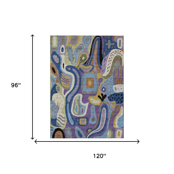 Abstract Purple Plum Washable Polyester Area Rug for Indoor Outdoor High Traffic Spaces
