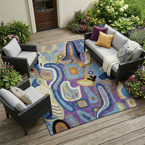 Abstract Purple Plum Washable Polyester Area Rug for Indoor Outdoor High Traffic Spaces