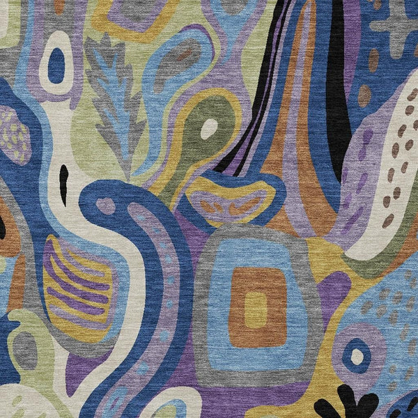 Abstract Purple Plum Washable Polyester Area Rug for Indoor Outdoor High Traffic Spaces