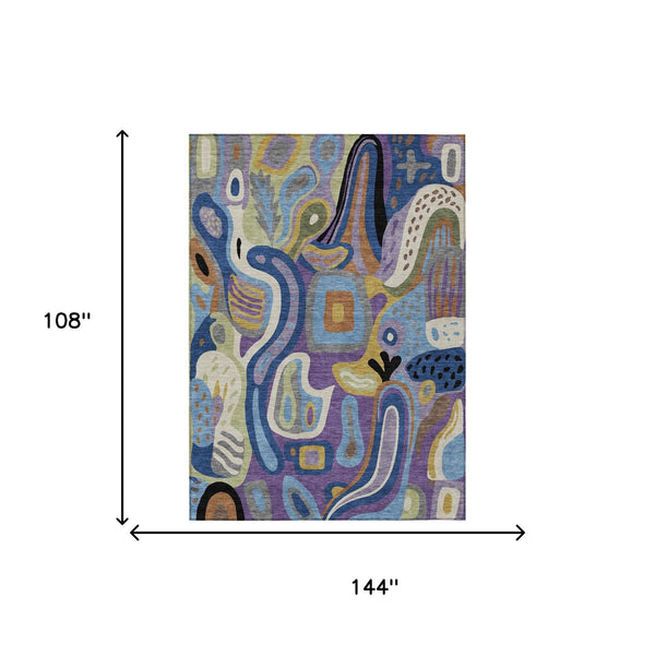 Abstract Purple Plum Washable Polyester Area Rug for Indoor Outdoor High Traffic Spaces