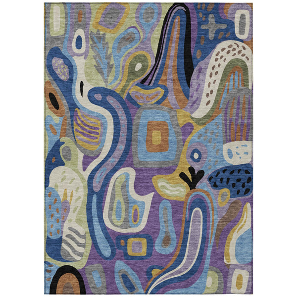 Abstract Purple Plum Washable Polyester Area Rug for Indoor Outdoor High Traffic Spaces