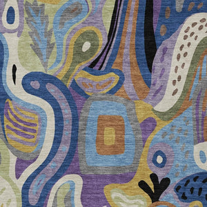Abstract Purple Plum Washable Polyester Area Rug for Indoor Outdoor High Traffic Spaces