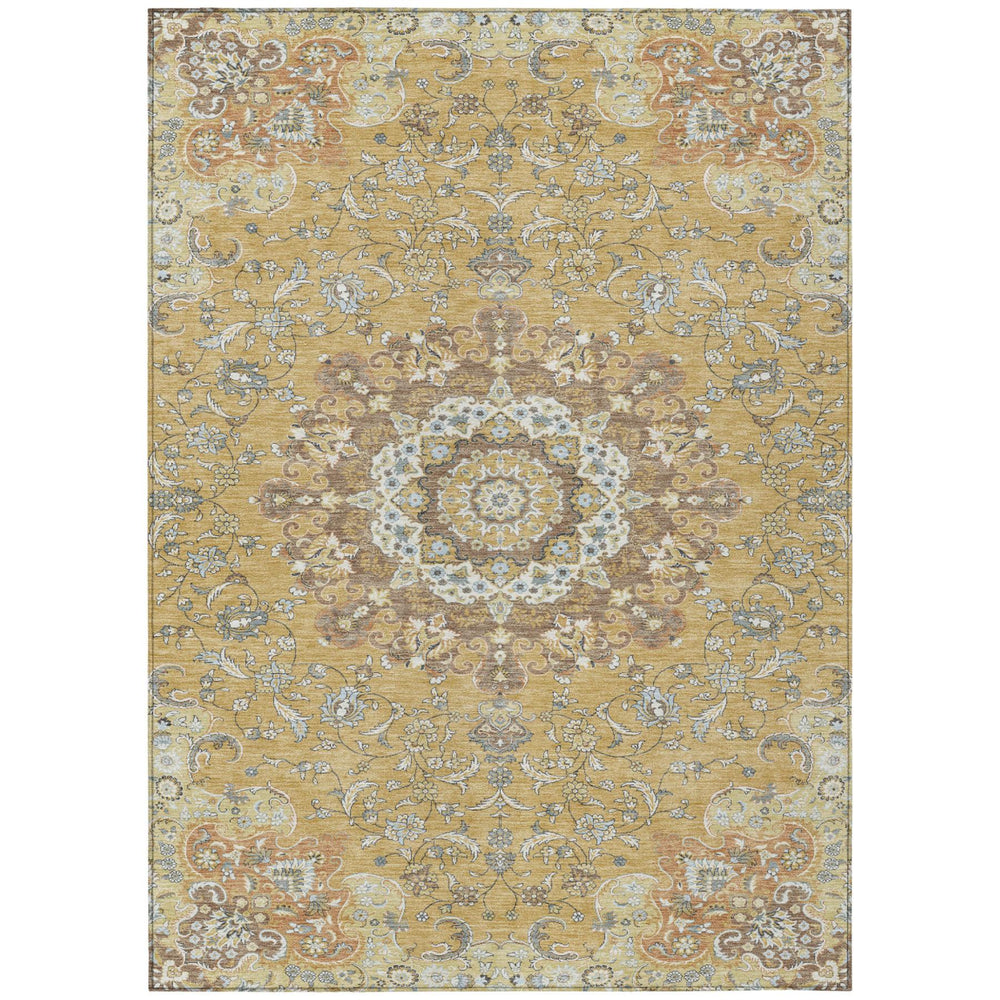 HomeRoots Floral Medallion Polyester Area Rug Washable Uv Resistant for Indoor Outdoor Patio Use 8' x 10' 727162