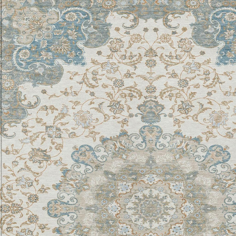 HomeRoots Washable Polyester Floral Medallion Area Rug for Indoor Outdoor Patio and Living Room Decor 8' x 10' 727168
