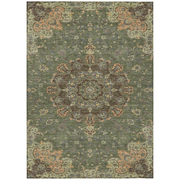 Floral Medallion Polyester Area Rug Washable Uv Resistant for Indoor Outdoor Patio Living Room