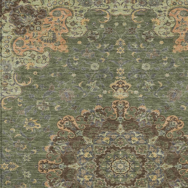 Floral Medallion Polyester Area Rug Washable Uv Resistant for Indoor Outdoor Patio Living Room