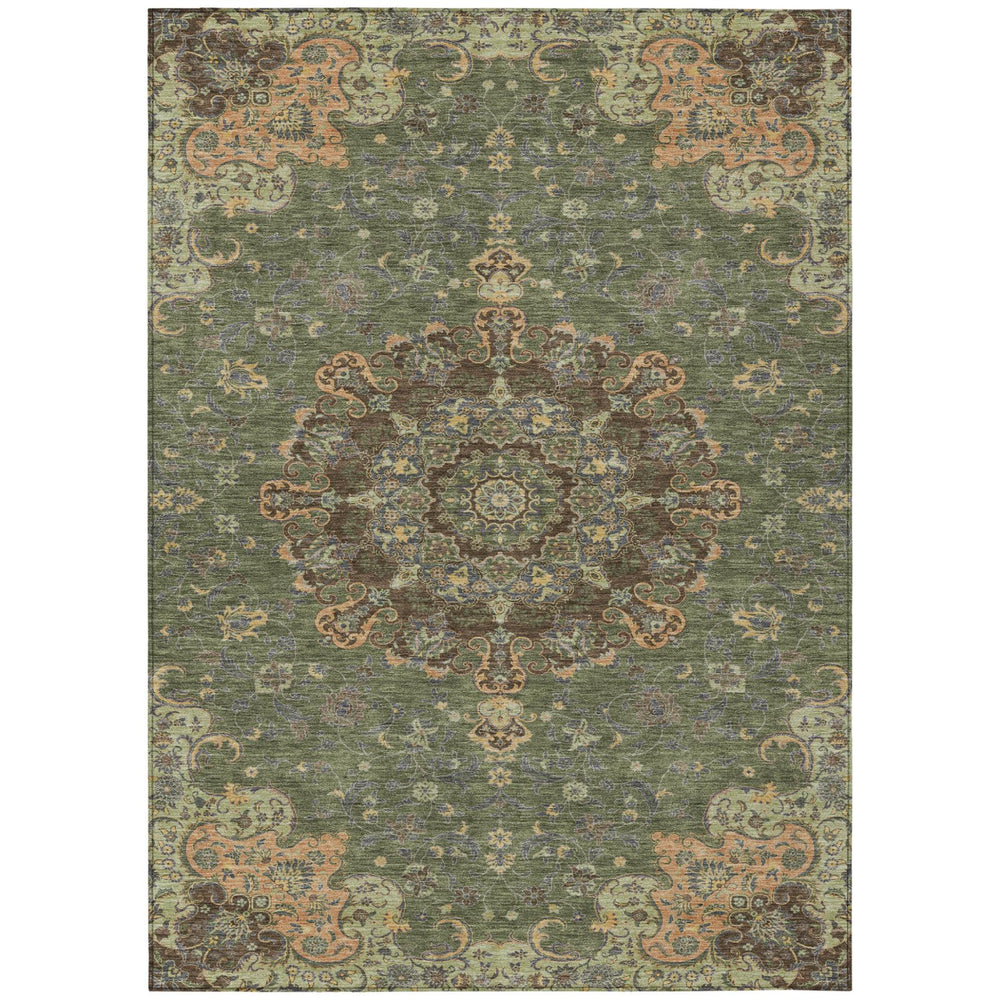 HomeRoots Floral Medallion Polyester Area Rug Washable Uv Resistant for Indoor Outdoor Patio Living Room 8' X 10' 727174