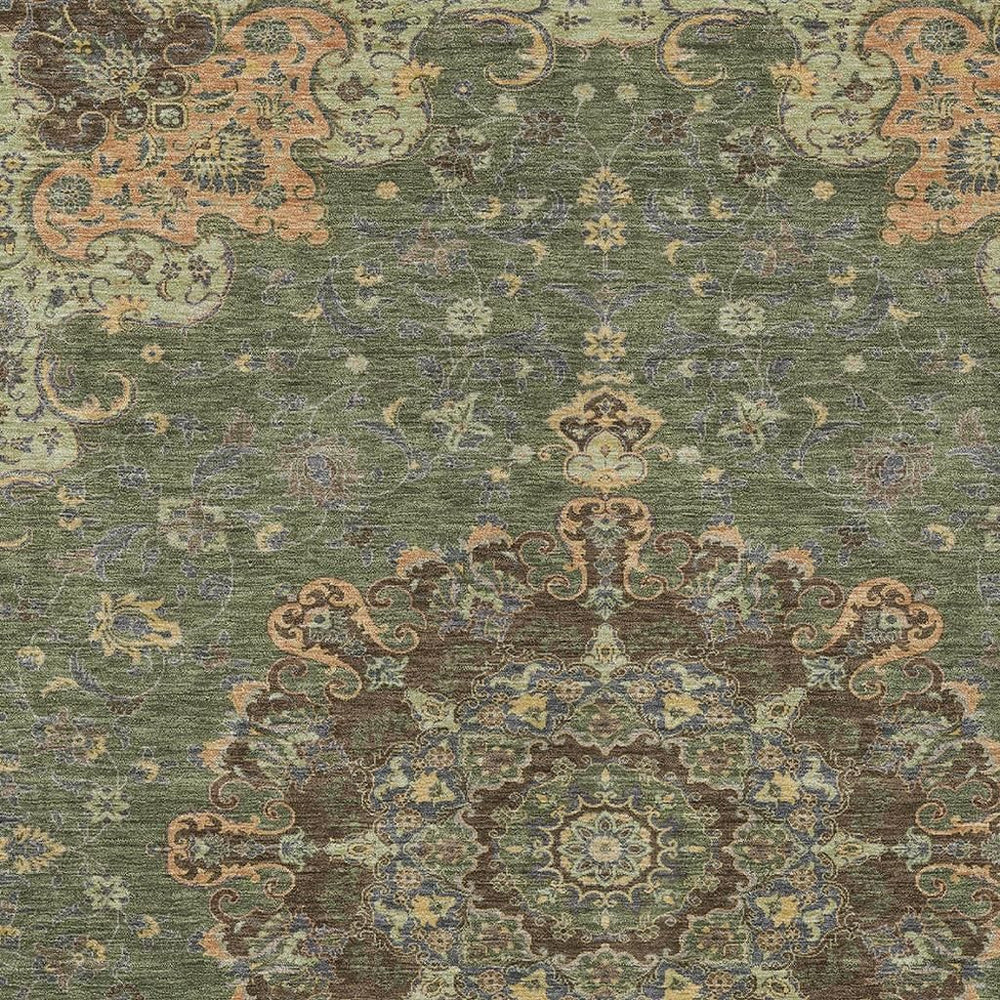 HomeRoots Floral Medallion Polyester Area Rug Washable Uv Resistant for Indoor Outdoor Patio Living Room 8' X 10' 727174