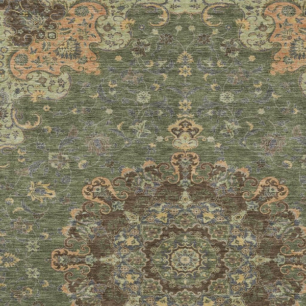 Floral Medallion Polyester Area Rug Washable Uv Resistant for Indoor Outdoor Patio Living Room