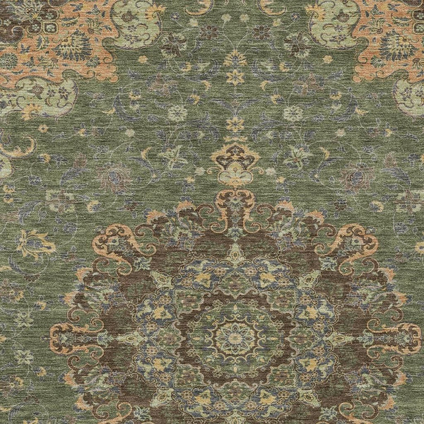 Floral Medallion Polyester Area Rug Washable Uv Resistant for Indoor Outdoor Patio Living Room