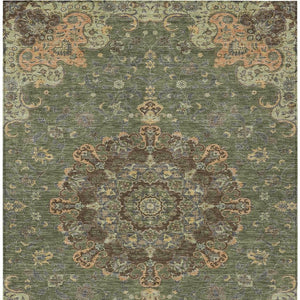 Floral Medallion Polyester Area Rug Washable Uv Resistant for Indoor Outdoor Patio Living Room