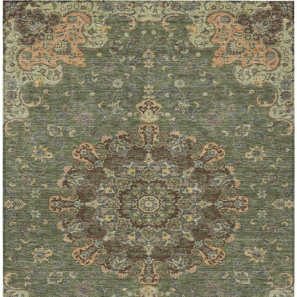 Floral Medallion Polyester Area Rug Washable Uv Resistant for Indoor Outdoor Patio Living Room