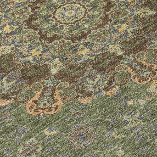 Floral Medallion Polyester Area Rug Washable Uv Resistant for Indoor Outdoor Patio Living Room
