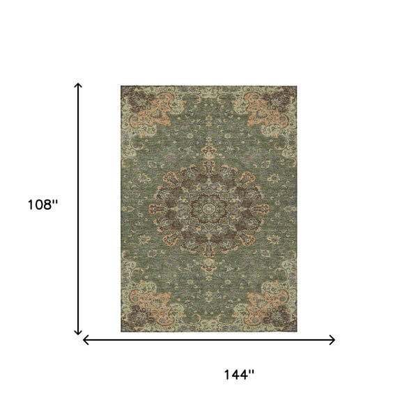 Floral Medallion Polyester Area Rug Washable Uv Resistant for Indoor Outdoor Patio Living Room
