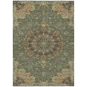Floral Medallion Polyester Area Rug Washable Uv Resistant for Indoor Outdoor Patio Living Room