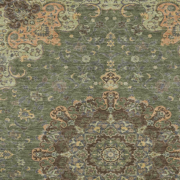 Floral Medallion Polyester Area Rug Washable Uv Resistant for Indoor Outdoor Patio Living Room