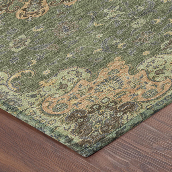 Floral Medallion Polyester Area Rug Washable Uv Resistant for Indoor Outdoor Patio Living Room