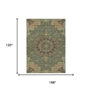 Floral Medallion Polyester Area Rug Washable Uv Resistant for Indoor Outdoor Patio Living Room