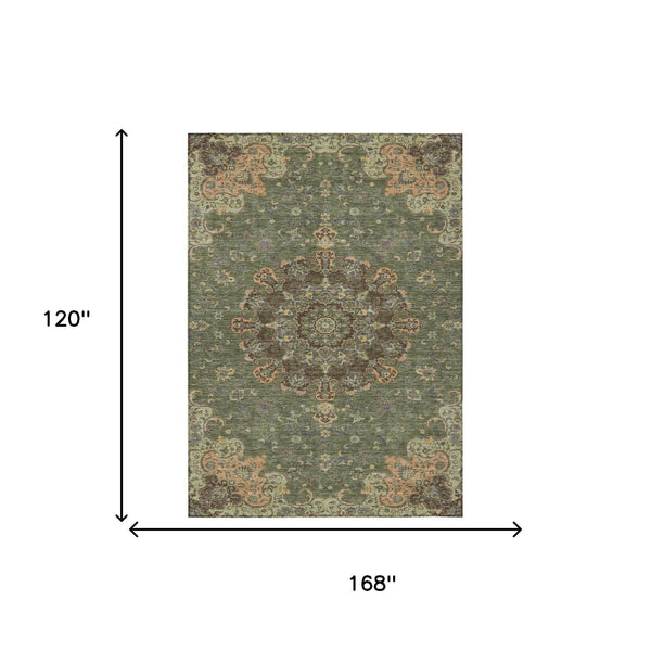 Floral Medallion Polyester Area Rug Washable Uv Resistant for Indoor Outdoor Patio Living Room