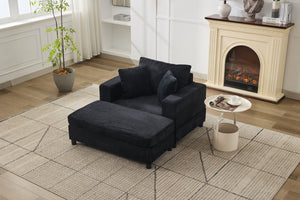 English Elm Chaise Lounge Chair With Removable Ottoman - Modern Upholstered Sofa Bed For Living Room & Bedroom Comfort W1170P353044