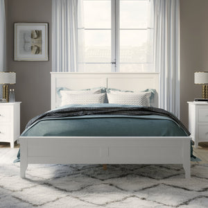 English Elm Modern White Solid Wood King Platform Bed with Elegant Slat Headboard, Pine/MDF, 650LB Capacity N701P300990K