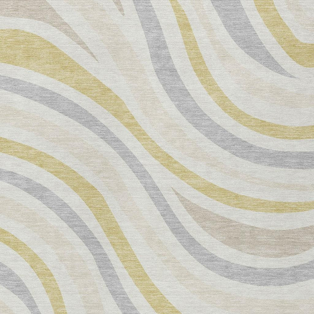 HomeRoots Striped Washable Polyester Indoor Outdoor Area Rug with Low Pile Felt Back for Living Spaces 5' x 8' 727202