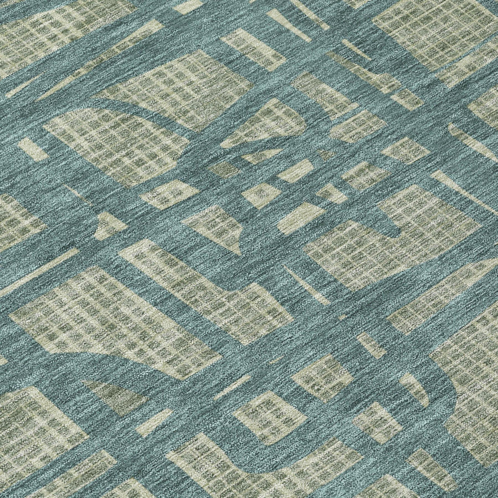8 Foot Round Abstract Geometric Polyester Rug Washable Indoor Outdoor Patio