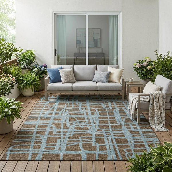 Abstract Washable Polyester Area Rug for Indoor Outdoor Living Spaces Patios and Entryways