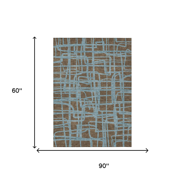 Abstract Washable Polyester Area Rug for Indoor Outdoor Living Spaces Patios and Entryways