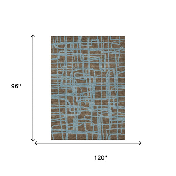 Abstract Washable Polyester Area Rug for Indoor Outdoor Living Spaces Patios and Entryways