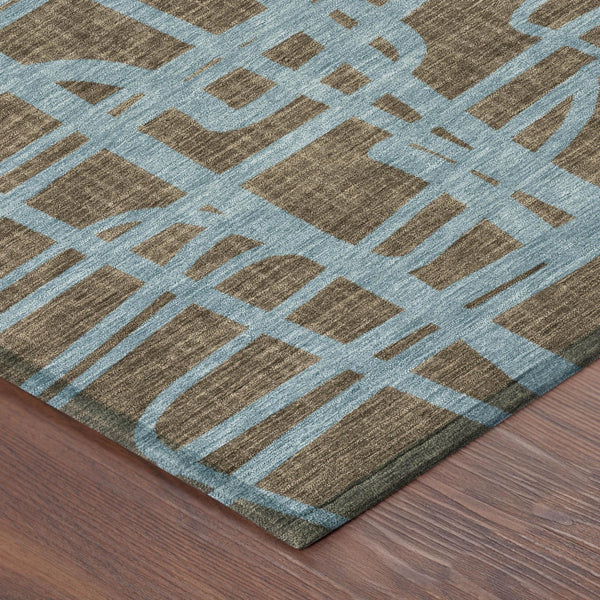 Abstract Washable Polyester Area Rug for Indoor Outdoor Living Spaces Patios and Entryways